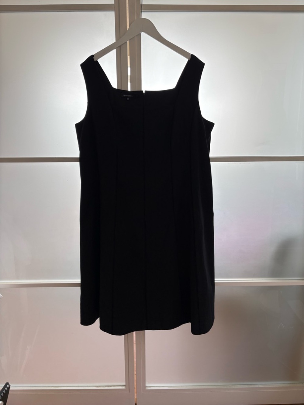 Lafayette 148 New York Black Square Neck Midi Dress